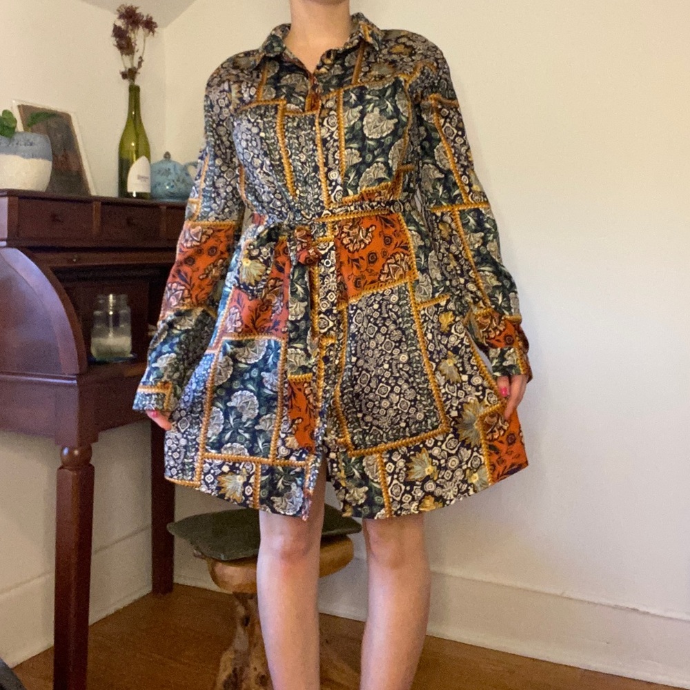 Paisley dress with tie waist